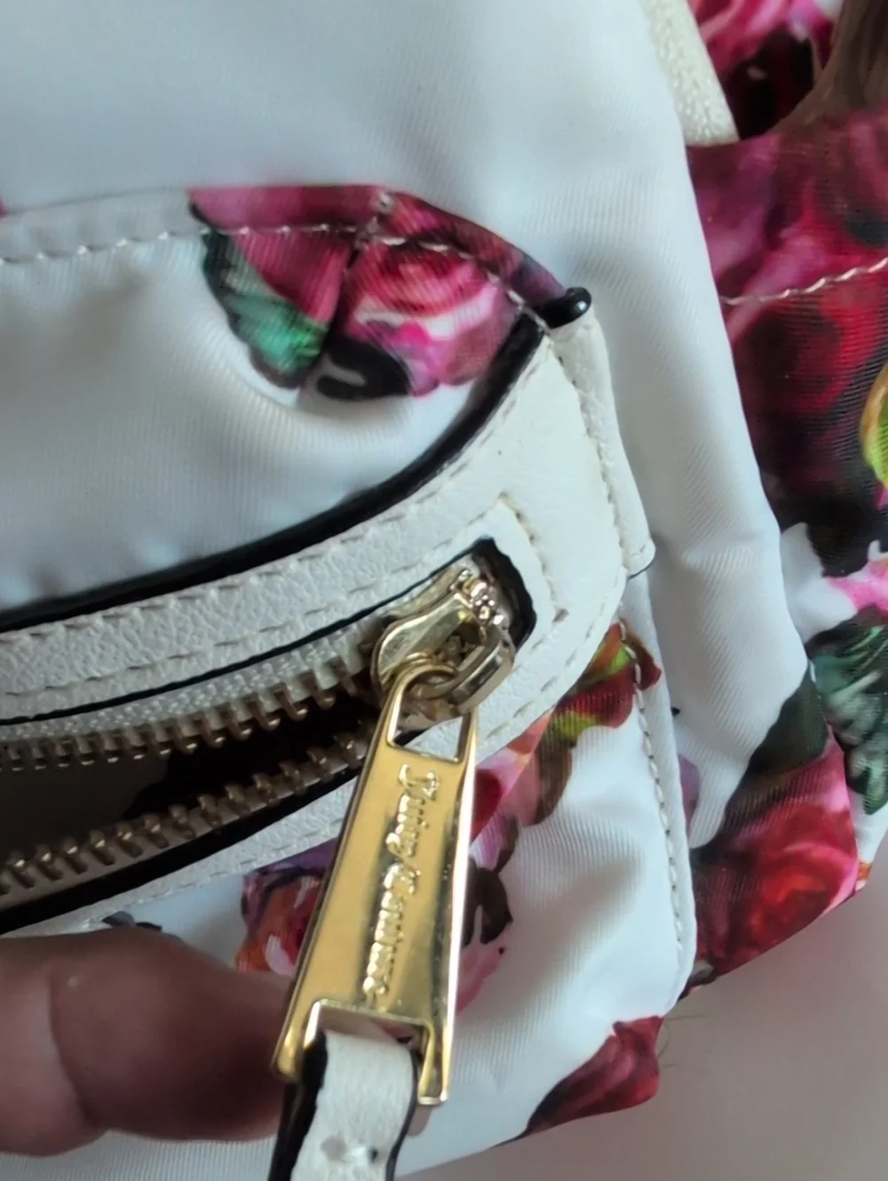 Juicy Couture Floral Mini Backpack - White with Pink Rose Print